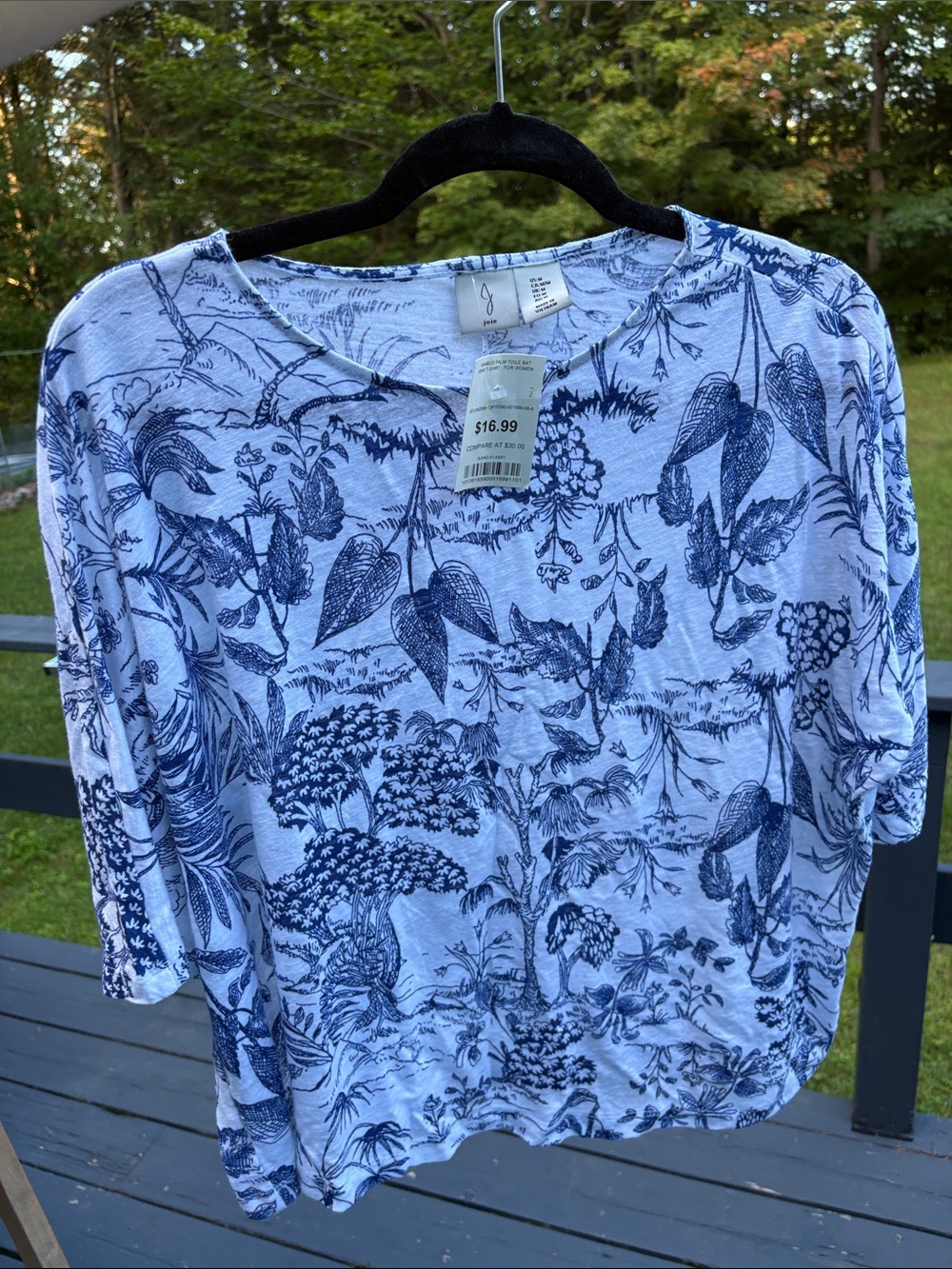 Joie Light Blue Tee with Navy Botanical Print